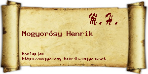 Mogyorósy Henrik névjegykártya