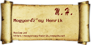 Mogyorósy Henrik névjegykártya